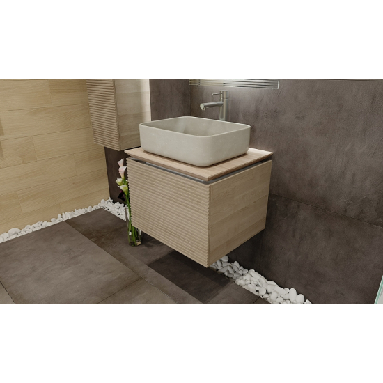 Тумба с раковиной JORNO Karat 60, с подсветкой, светлый бук