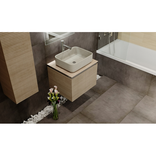 Тумба с раковиной JORNO Karat 60, с подсветкой, светлый бук