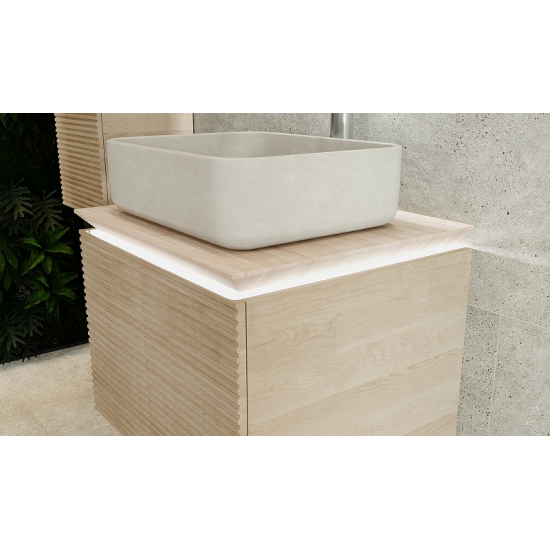 Тумба с раковиной JORNO Karat 60, с подсветкой, светлый бук