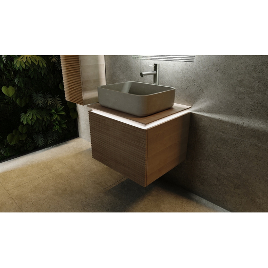 Тумба с раковиной JORNO Karat 60, с подсветкой, светлый бук