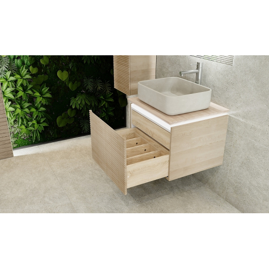 Тумба с раковиной JORNO Karat 60, с подсветкой, светлый бук