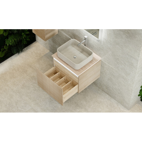 Тумба с раковиной JORNO Karat 60, с подсветкой, светлый бук