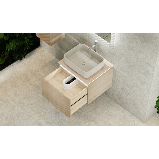 Тумба с раковиной JORNO Karat 60, с подсветкой, светлый бук