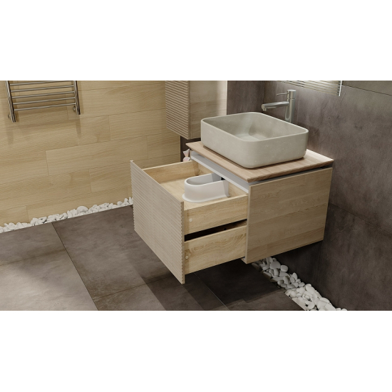 Тумба с раковиной JORNO Karat 60, с подсветкой, светлый бук