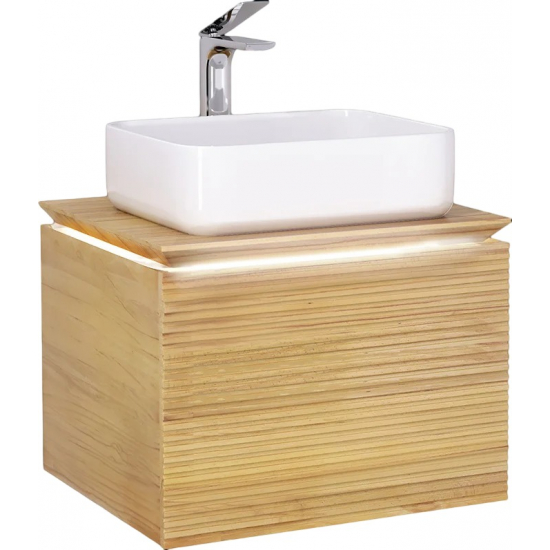 Тумба с раковиной JORNO Karat 60, с подсветкой, светлый бук