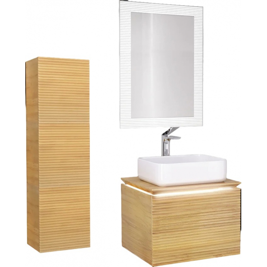 Тумба с раковиной JORNO Karat 60, с подсветкой, светлый бук