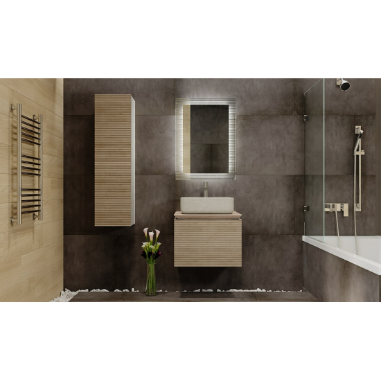 Тумба с раковиной JORNO Karat 60, с подсветкой, светлый бук