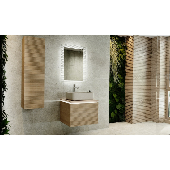 Тумба с раковиной JORNO Karat 60, с подсветкой, светлый бук