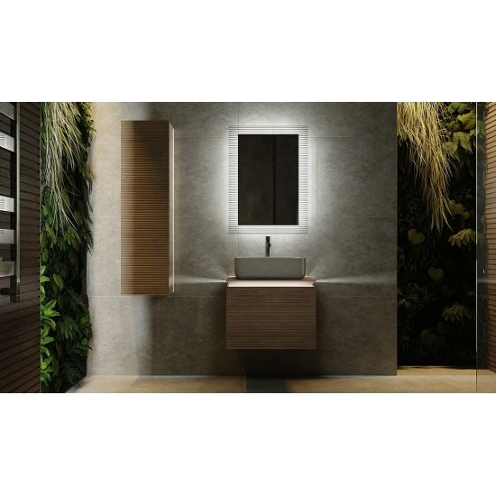 Тумба с раковиной JORNO Karat 60, с подсветкой, светлый бук