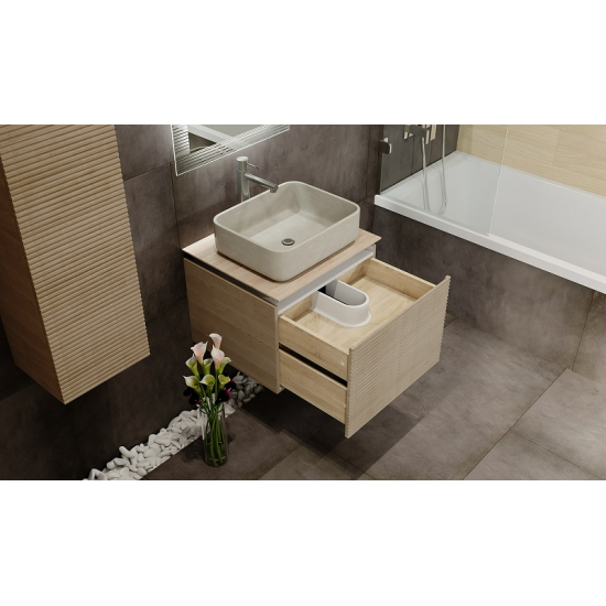 Тумба с раковиной JORNO Karat 60, с подсветкой, светлый бук