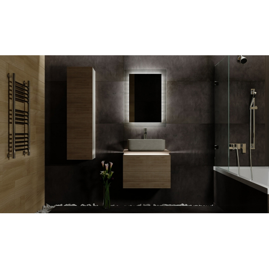 Тумба с раковиной JORNO Karat 60, с подсветкой, светлый бук