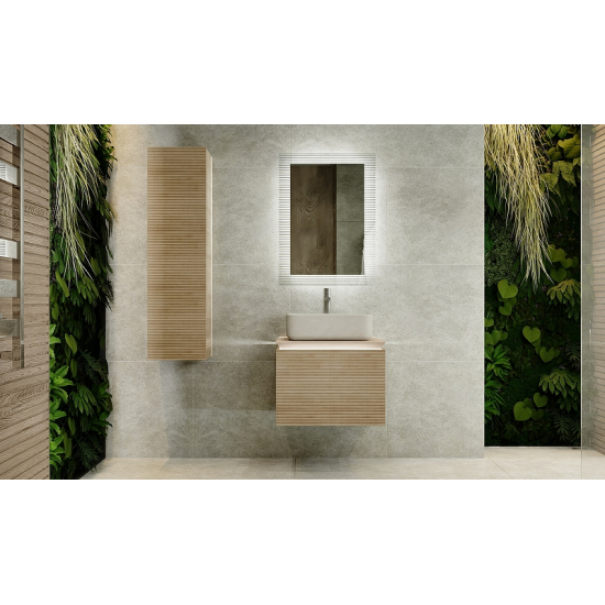 Тумба с раковиной JORNO Karat 60, с подсветкой, светлый бук