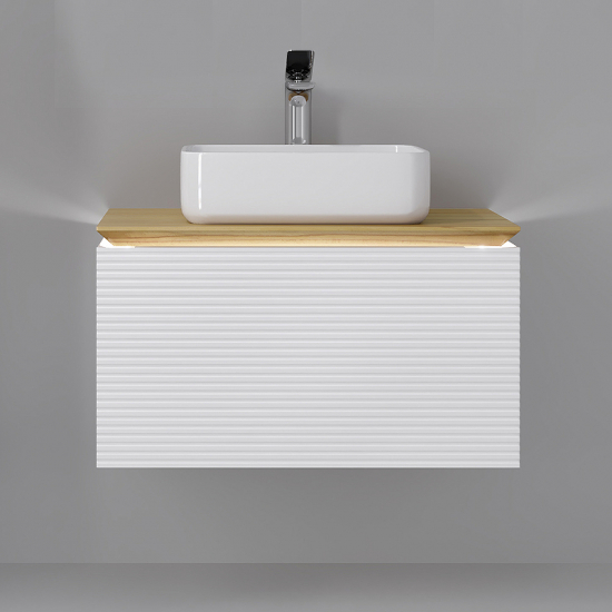 Тумба с раковиной JORNO Karat 80, с подсветкой, белая