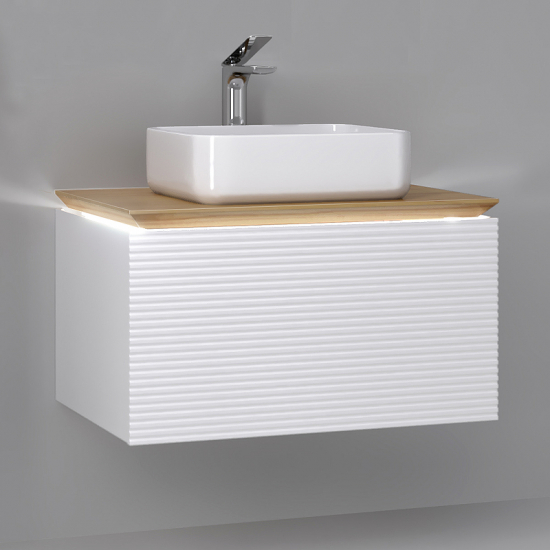 Тумба с раковиной JORNO Karat 80, с подсветкой, белая