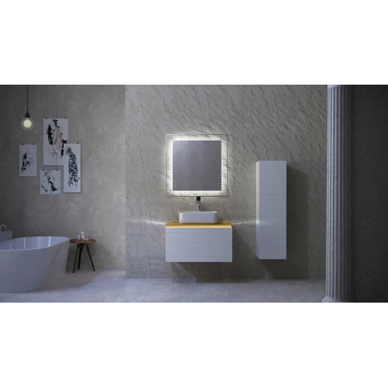 Тумба с раковиной JORNO Karat 80, с подсветкой, белая