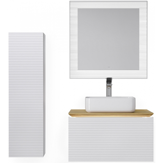 Тумба с раковиной JORNO Karat 80, с подсветкой, белая