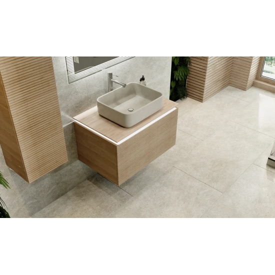 Тумба с раковиной JORNO Karat 80, с подсветкой, светлый бук