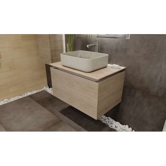 Тумба с раковиной JORNO Karat 80, с подсветкой, светлый бук