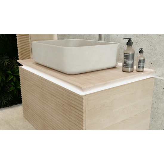 Тумба с раковиной JORNO Karat 80, с подсветкой, светлый бук