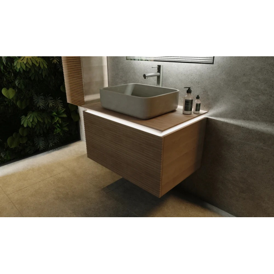 Тумба с раковиной JORNO Karat 80, с подсветкой, светлый бук