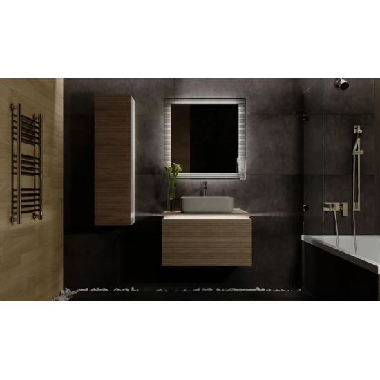 Тумба с раковиной JORNO Karat 80, с подсветкой, светлый бук