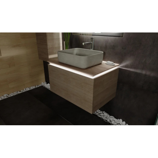 Тумба с раковиной JORNO Karat 80, с подсветкой, светлый бук
