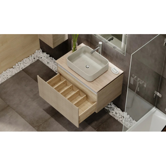 Тумба с раковиной JORNO Karat 80, с подсветкой, светлый бук