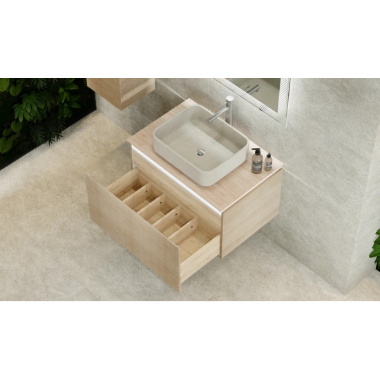 Тумба с раковиной JORNO Karat 80, с подсветкой, светлый бук