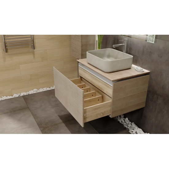 Тумба с раковиной JORNO Karat 80, с подсветкой, светлый бук