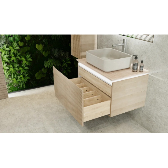 Тумба с раковиной JORNO Karat 80, с подсветкой, светлый бук