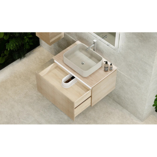 Тумба с раковиной JORNO Karat 80, с подсветкой, светлый бук