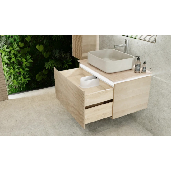 Тумба с раковиной JORNO Karat 80, с подсветкой, светлый бук