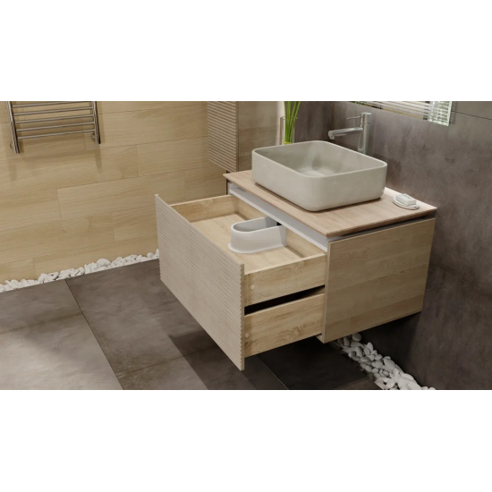 Тумба с раковиной JORNO Karat 80, с подсветкой, светлый бук
