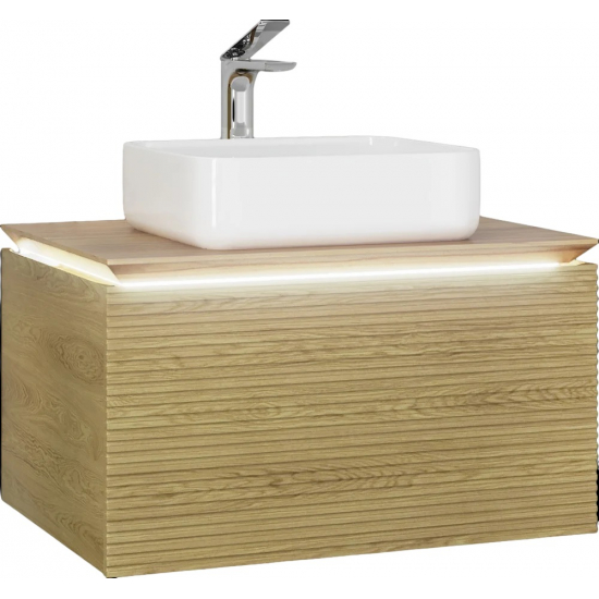 Тумба с раковиной JORNO Karat 80, с подсветкой, светлый бук