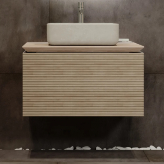 Тумба с раковиной JORNO Karat 80, с подсветкой, светлый бук