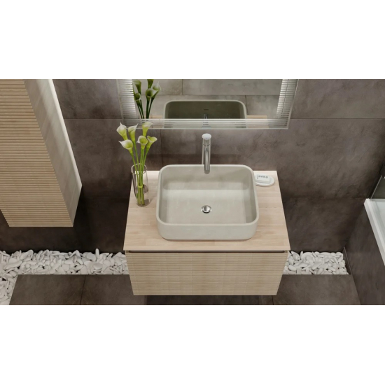 Тумба с раковиной JORNO Karat 80, с подсветкой, светлый бук