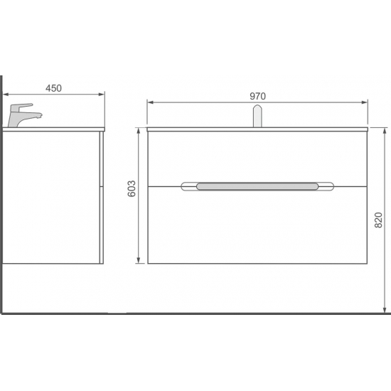 Тумба с раковиной JORNO Modul 100