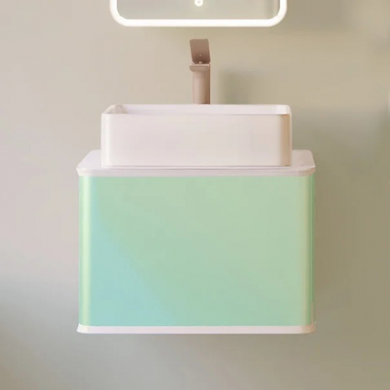 Тумба с раковиной JORNO Pastel 58 бирюзовый бриз