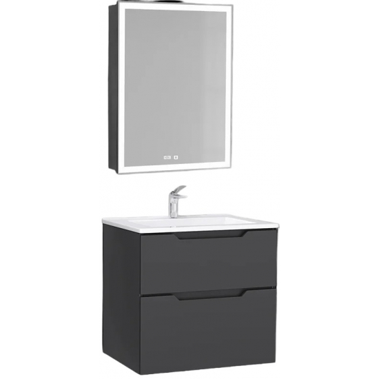 Тумба с раковиной JORNO Slide 65, антрацит