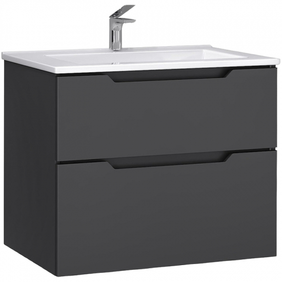Тумба с раковиной JORNO Slide 75, антрацит