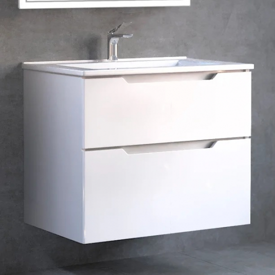 Тумба с раковиной JORNO Slide 75, белая