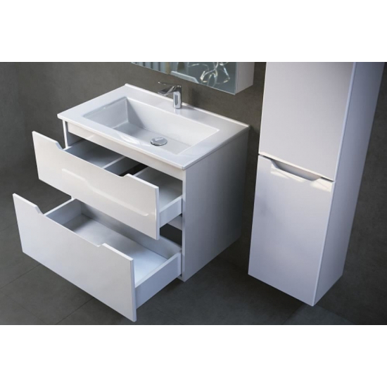 Тумба с раковиной JORNO Slide 75, белая