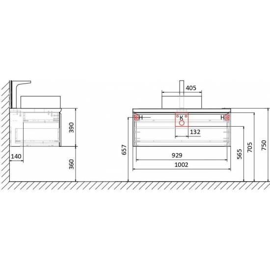 Тумба с раковиной JORNO Solis new 100, подвесная