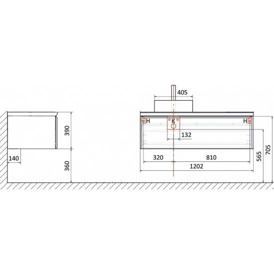 Тумба с раковиной JORNO Solis new 120, подвесная
