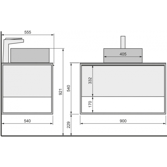 Тумба с раковиной JORNO Steal 90