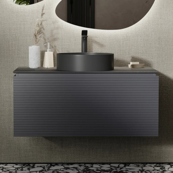 Тумба с раковиной JORNO Stone 100 антрацит