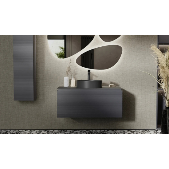 Тумба с раковиной JORNO Stone 100 антрацит