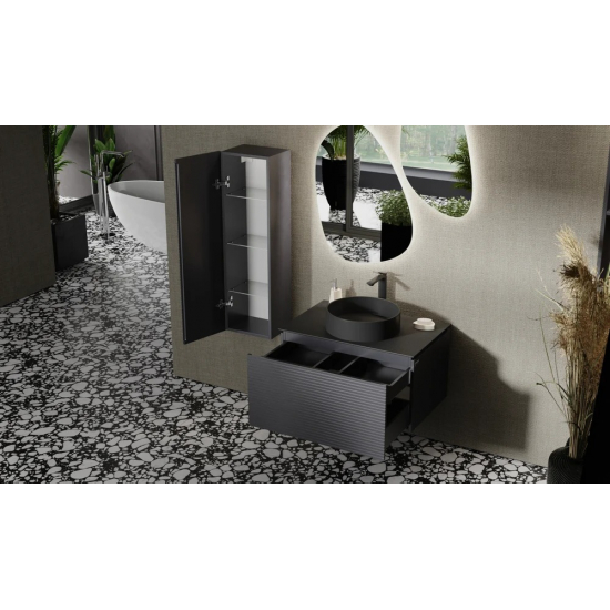 Тумба с раковиной JORNO Stone 80 антрацит