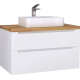 Тумба с раковиной JORNO Wood 100, белая, светлая столешница