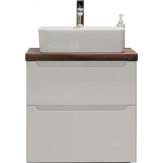 Тумба с раковиной JORNO Wood 60, белая, темная столешница